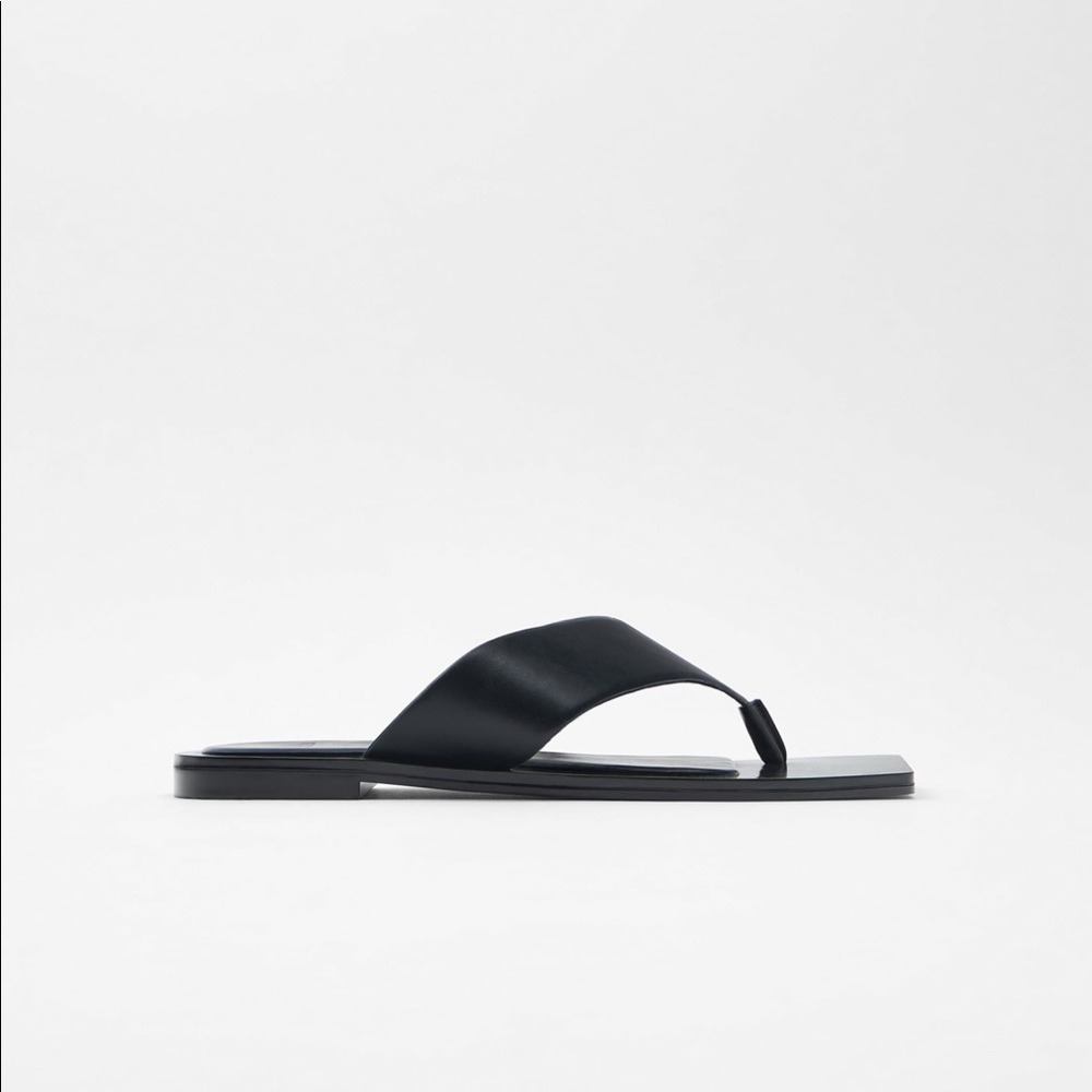 Zara square toe minimal black sandal